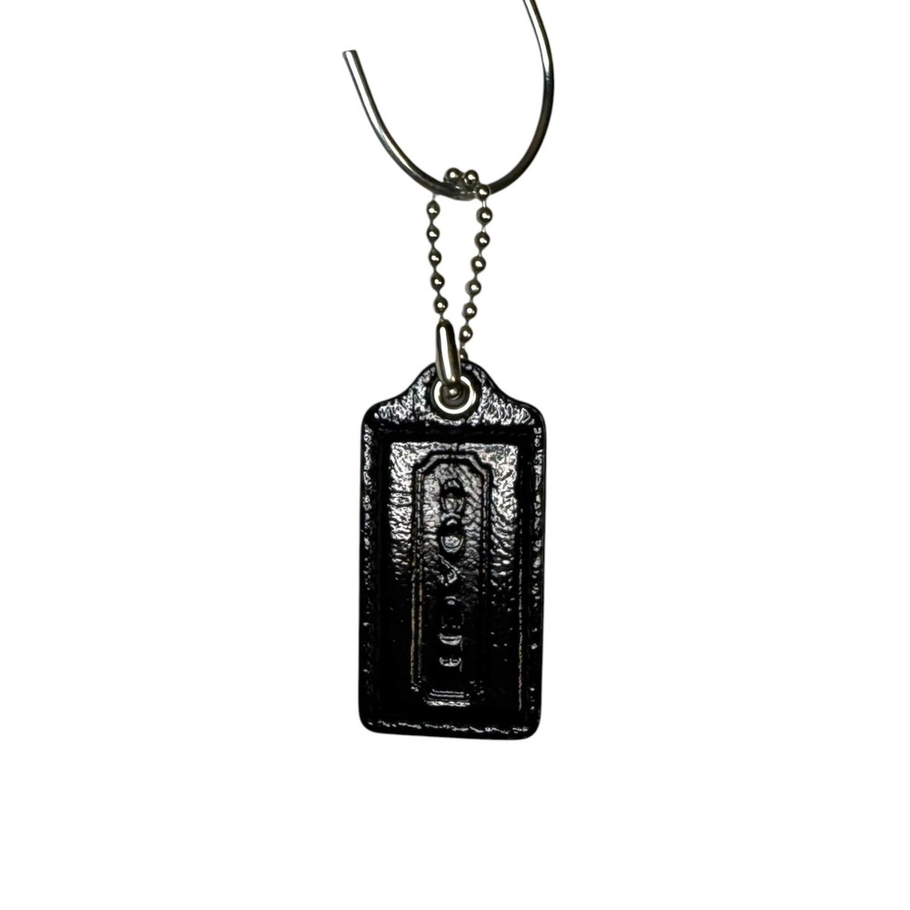 Coach Leather Bag Hangtag OS Black Embossed Logo Replacement Charm Classic Chic